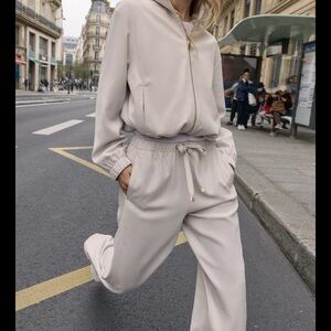 NWT Zara Off-White Women's Track Pants & Jogger Set